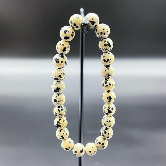 Dalmatian Jasper Gemstone Bracelet Handmade - Picture 3 of 5